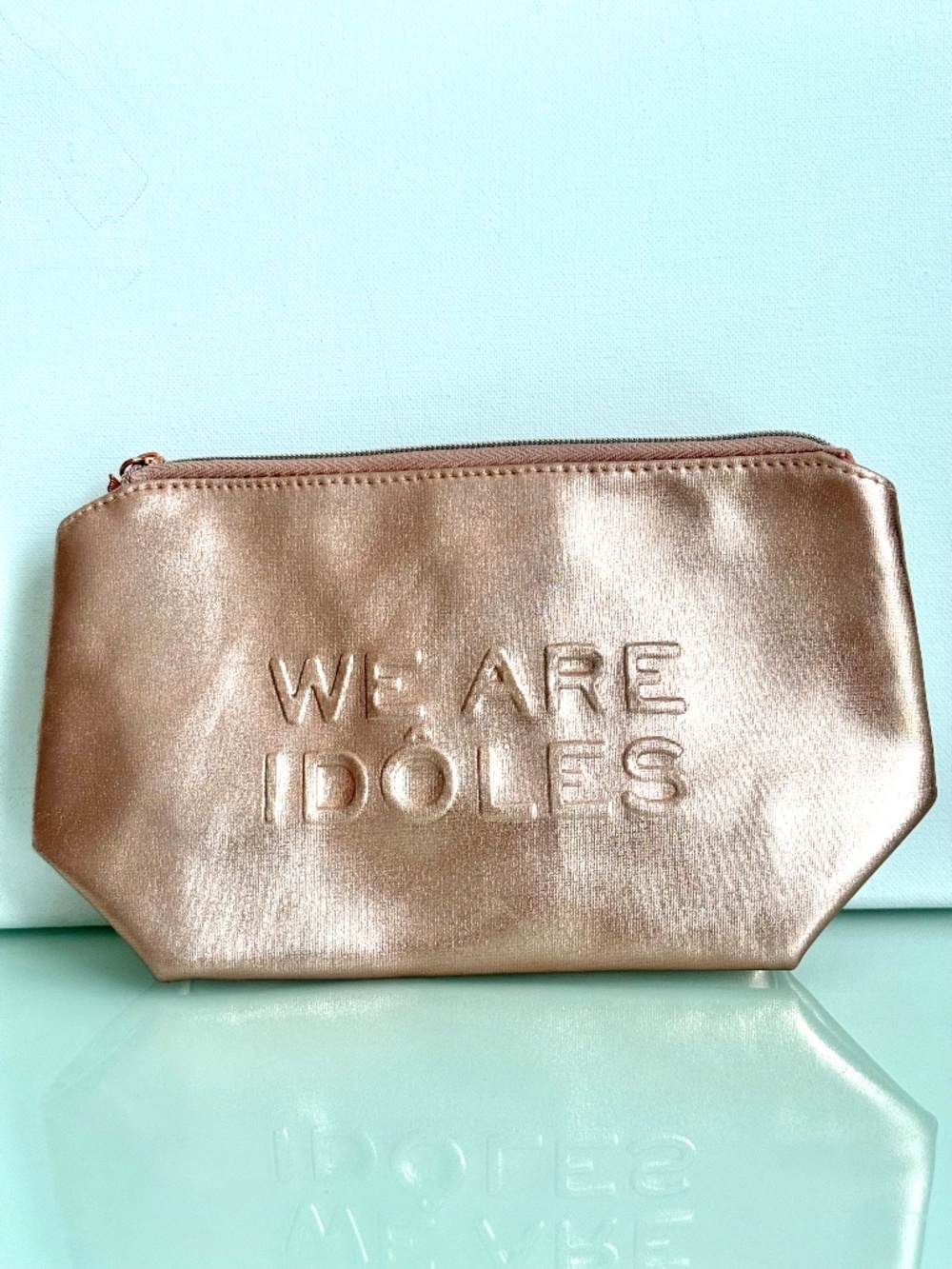 Lancôme We Are Idôles Rose Gold Metallic Cosmetic Makeup Bag